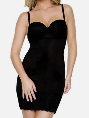 Marilyn Monroe Intimates Black Shapewear Slip Dress Lace Trim Lingerie Women’s L